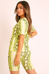 Lime Snake T-shirt Cycling Short Set - Alissandra-Co-ords