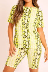 Lime Snake T-shirt Cycling Short Set - Alissandra-Co-ords