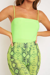 Lime Square Neck Slinky Bodysuit - Sadie-Bodysuits