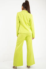 Lime Tie Front Blazer Wide Leg Trouser Co-Ord - Saphira-Co-ords