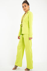 Lime Tie Front Blazer Wide Leg Trouser Co-Ord - Saphira-Co-ords