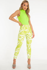 Lime White Animal Print Faux Leather Leggings - Quinn-Leggings