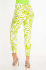 Lime White Animal Print Faux Leather Leggings - Quinn-Leggings