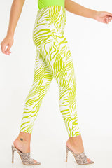 Lime White Animal Print Faux Leather Leggings - Quinn-Leggings