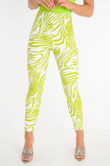 Lime White Animal Print Faux Leather Leggings - Quinn-Leggings