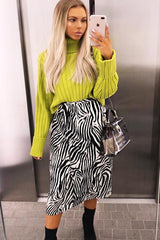 Lime Wide Rib Roll Neck Jumper - Joyanna-Jumper