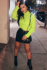 Lime Wide Rib Roll Neck Jumper - Joyanna-Jumper