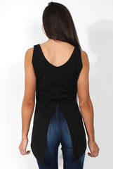 Limu Black Mesh dropped Hem Top-Tops