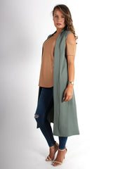 Lindsay Khaki Sleeveless Jacket-Jackets