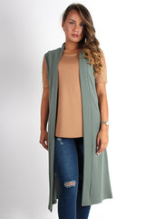 Lindsay Khaki Sleeveless Jacket-Jackets