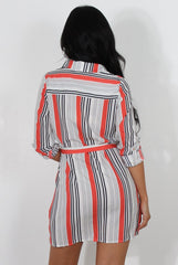 Linn Orange D Ring Belted Shirt Dress-Dresses