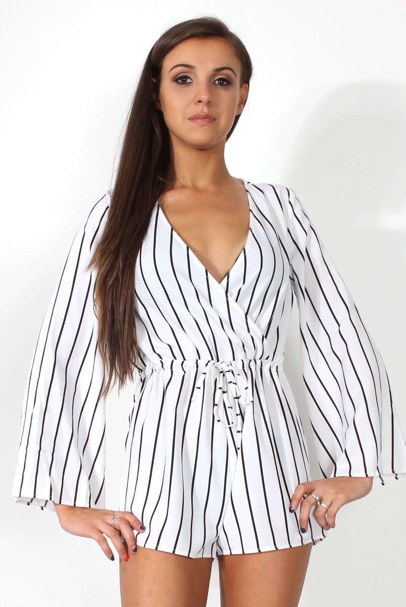 Lisa White Crossover Playsuit-Playsuits