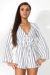 Lisa White Crossover Playsuit-Playsuits