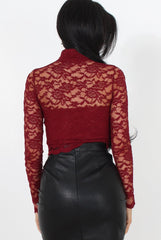 Lissa Wine Lace Crop Top-Crop Tops