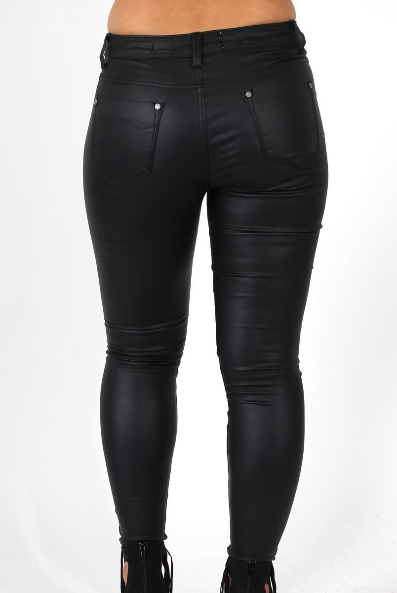 Liv Black PU High Waisted Jeans-Jeans