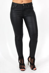 Liv Black PU High Waisted Jeans-Jeans