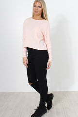 Liv Pink Ribbed Top-Tops
