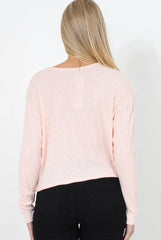 Liv Pink Ribbed Top-Tops
