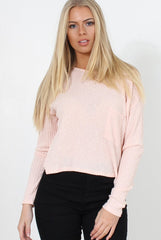 Liv Pink Ribbed Top-Tops