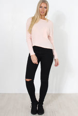 Liv Pink Ribbed Top-Tops