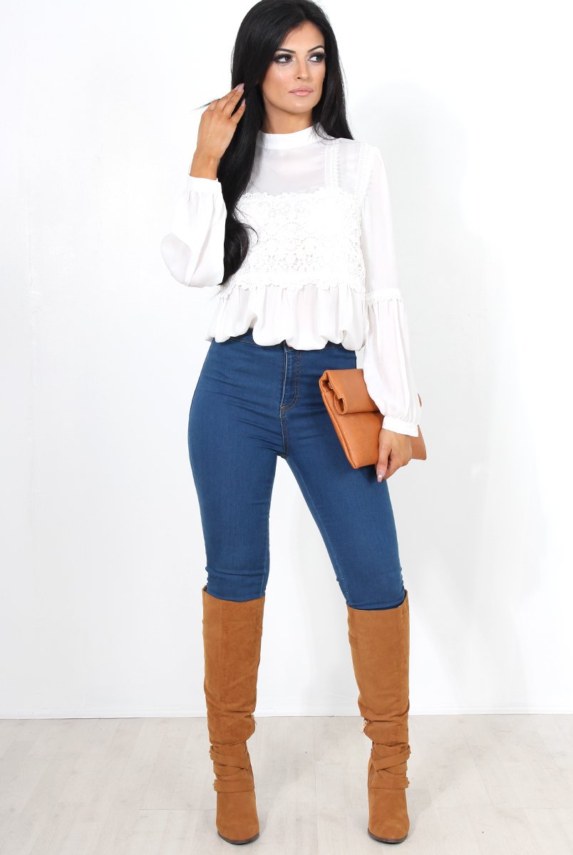 Liya White Lace Crochet Top-Tops
