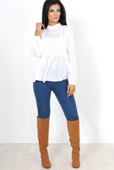 Liya White Lace Crochet Top-Tops