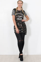 Lois Grey Camo Slogan T-shirt-T-shirt