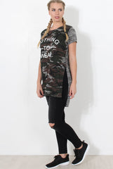 Lois Grey Camo Slogan T-shirt-T-shirt