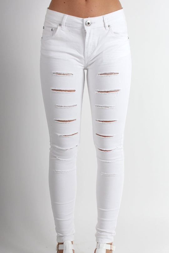 Lola White Ripped Skinny Jeans