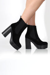 Lona Black Suede Platform Boots-Boots