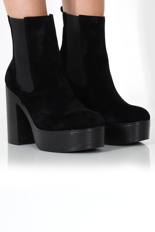 Lona Black Suede Platform Boots