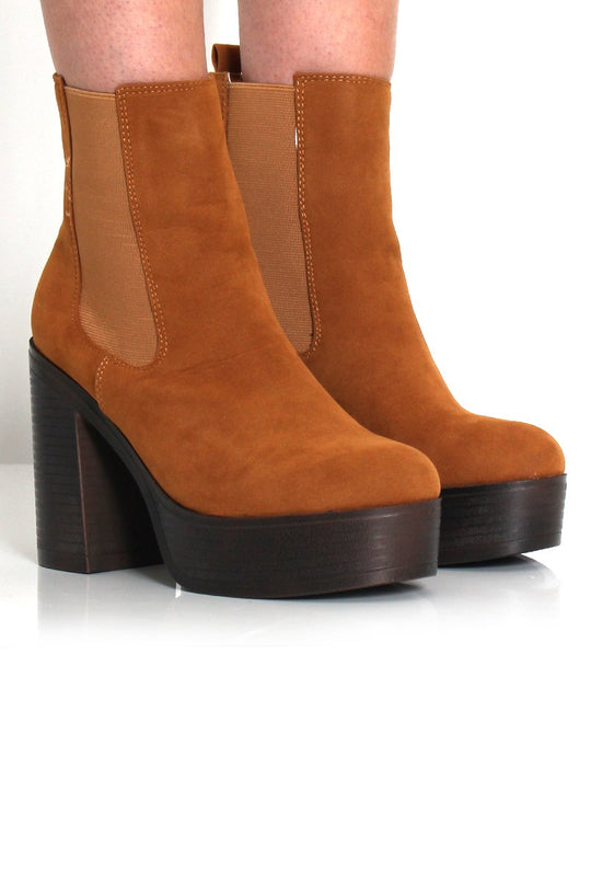 Lona Tan Suede Platform Boots