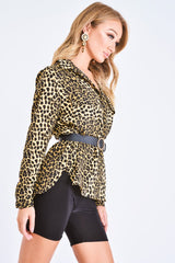 Long sleeve leopard print blouse - Aashna-Tops