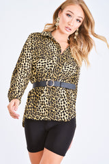 Long sleeve leopard print blouse - Aashna-Tops
