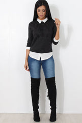 Lorel Black Striped Top-Tops