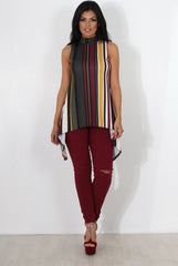 Loretta Striped Sleeveless Top-Tops