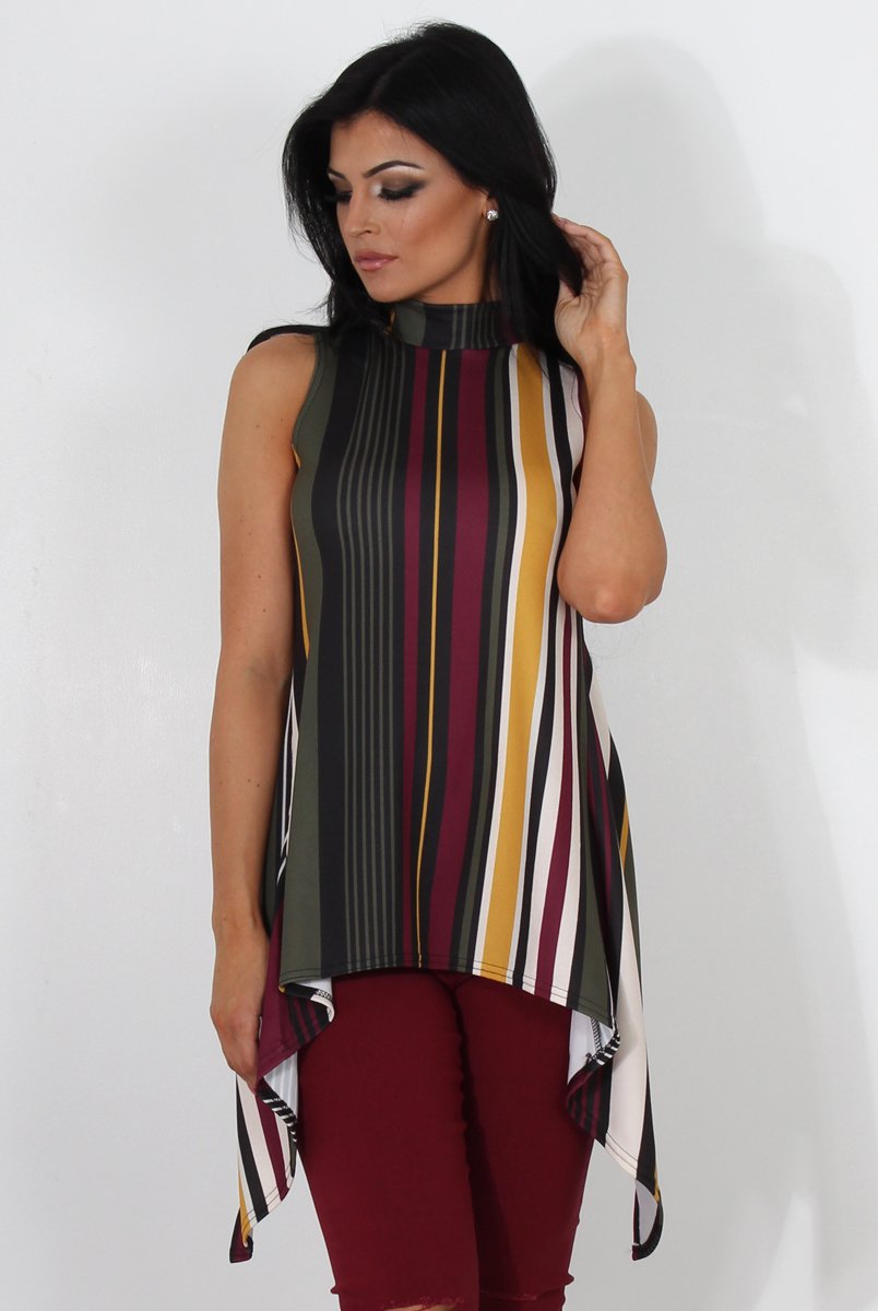 Loretta Striped Sleeveless Top-Tops