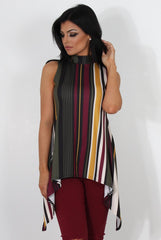 Loretta Striped Sleeveless Top-Tops