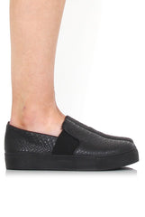 Lori Black Snakeskin Sneakers-Dresses