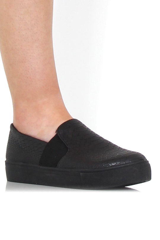 Lori Black Snakeskin Sneakers