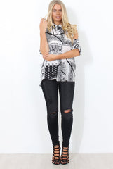 Lori White Paisley Cold Shoulder Shirt-Shirts