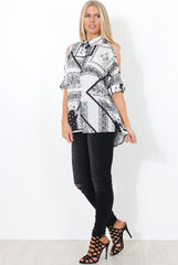 Lori White Paisley Cold Shoulder Shirt-Shirts