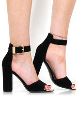 Lornah Black Suede Strappy Heels-Heels