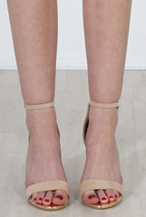 Lornah Nude Suede Strappy Heels-Heels