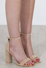 Lornah Nude Suede Strappy Heels-Heels
