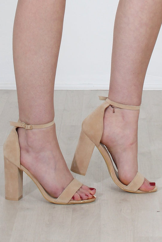 Lornah Nude Suede Strappy Heels