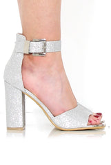 Lornah Silver Glitter Strappy Heels-Heels
