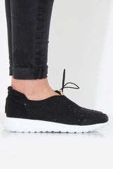 Lorraine Black Sparkle Trainers-Trainers