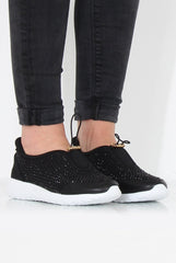 Lorraine Black Sparkle Trainers-Trainers