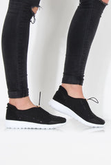 Lorraine Black Sparkle Trainers-Trainers